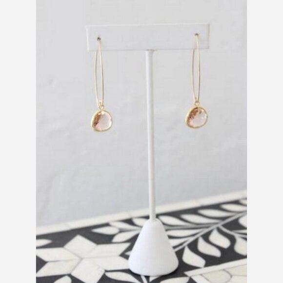 Champagne Drop Earrings – Gold Filled Wire with Glass Bezel - Picture 2 of 4